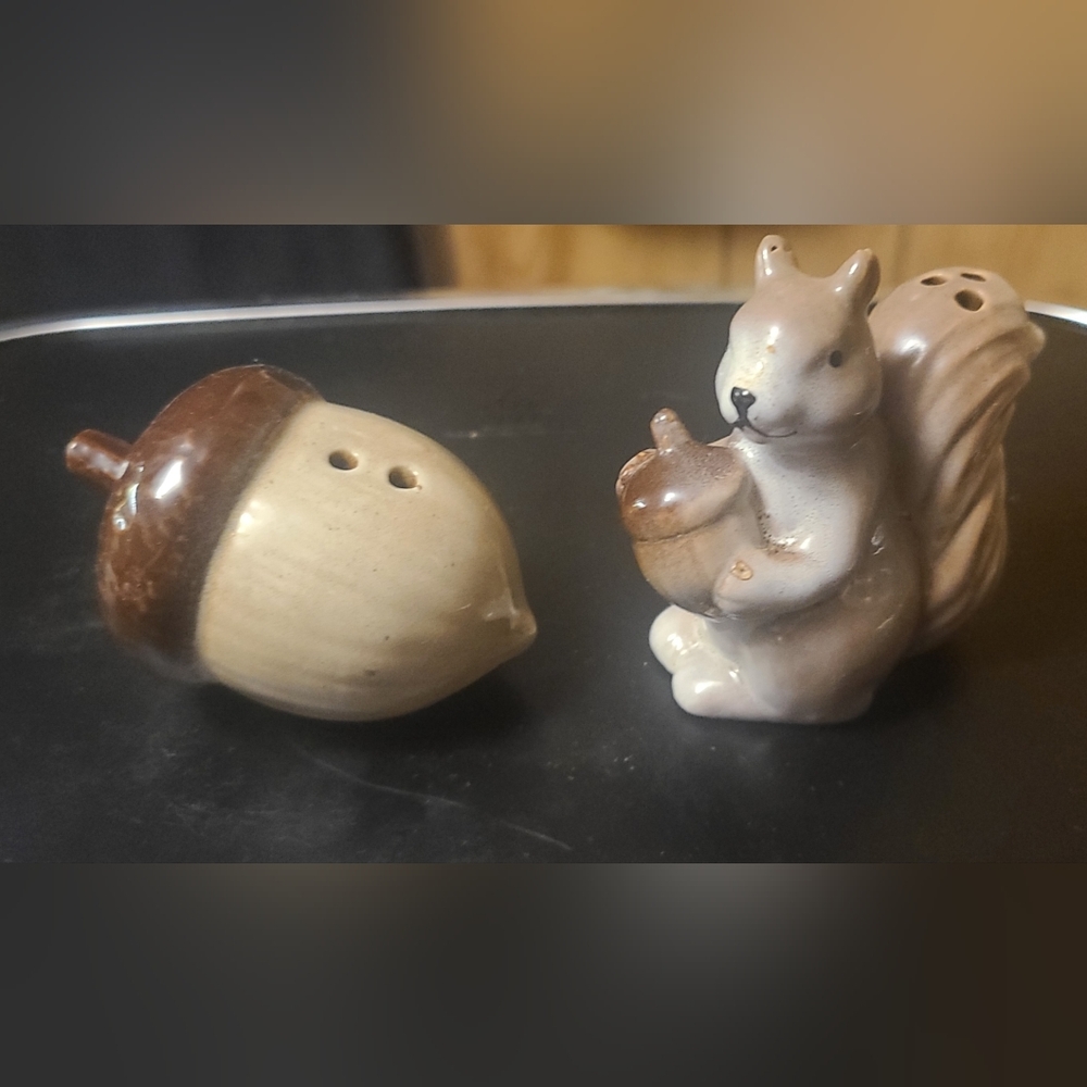 Squirrel and Acorn Ceramic Salt and Pepper Shakers